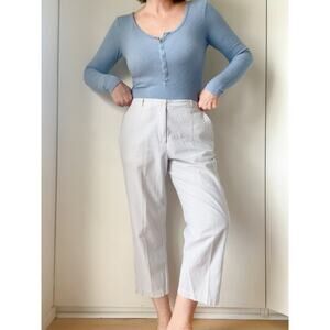 Lands' End Womens Pants Cropped Size 10 Seersucker Clam Digger Summer Cotton